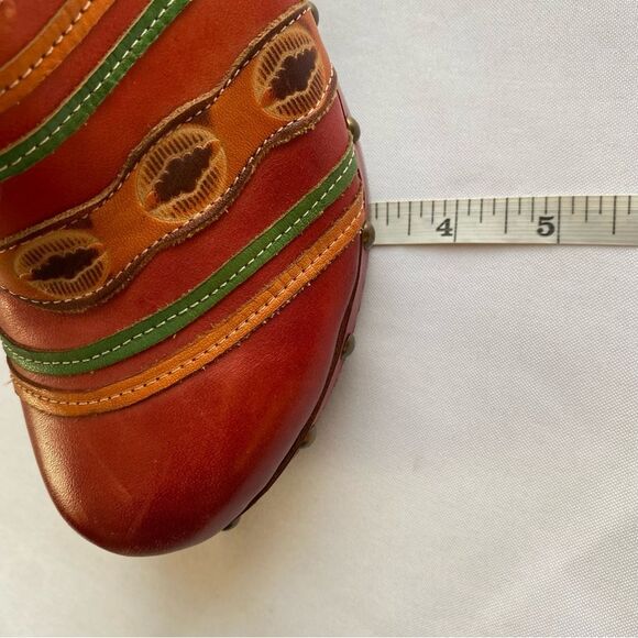 Spring Step Aztec Studded Leather High Heel Clog Mules Size 40 - Picture 13 of 13